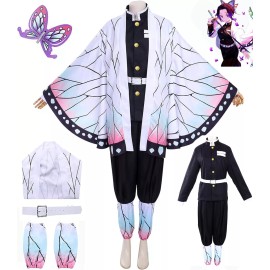 NS Disfraz Cosplay Kochou Shinobu Cazadora De Demonios Traje De Cosplay Disfraces Kimono Capa Anime Con Faja 7 Piezas