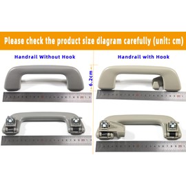 Krobelus Auto Roof Pull Handle Grab Rail Grey with Hook LH=RH Universal for Toyota for Corolla for Rav4 Yaris Vios OEM:74610-52020 (Rear Handrail with Hook(Beige) 1Pcs)