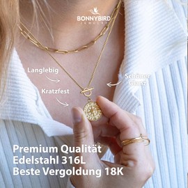 BONNYBIRD® Compass Women's BonnyCompass Necklace - Premium Necklace Women's with Compass Pendant Made of Stainless Steel in Silver, Gold and Rose Gold, 100% Waterproof and Skin Friendly, Stainless