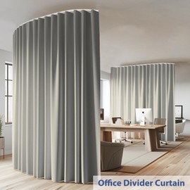 cbsroro Room Divider Curtains Ceiling Curtain Track Sets Blackout Curtains Ceiling Track for Curtain Flexible Track Curtain Extra Wide，W 8.3 x H 8ft 1Panel Light Grey Curtain and White Track