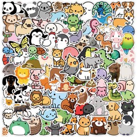 100 Pcs Cute Animal Stickers, Colorful Animal Waterproof Stickers Aesthetic Sticker Pack for Water Bottles, Scrapbooking,Laptop, Computer, Car, Luggage, Cup, Phone, Art, Crafts, MacBook, Skateboard