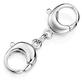 Materia Z34 Lobster Clasp 38 mm Round 925 Sterling Silver Double Carabiner Accessories Jewellery Making Crafts DIY, Sterling Silver