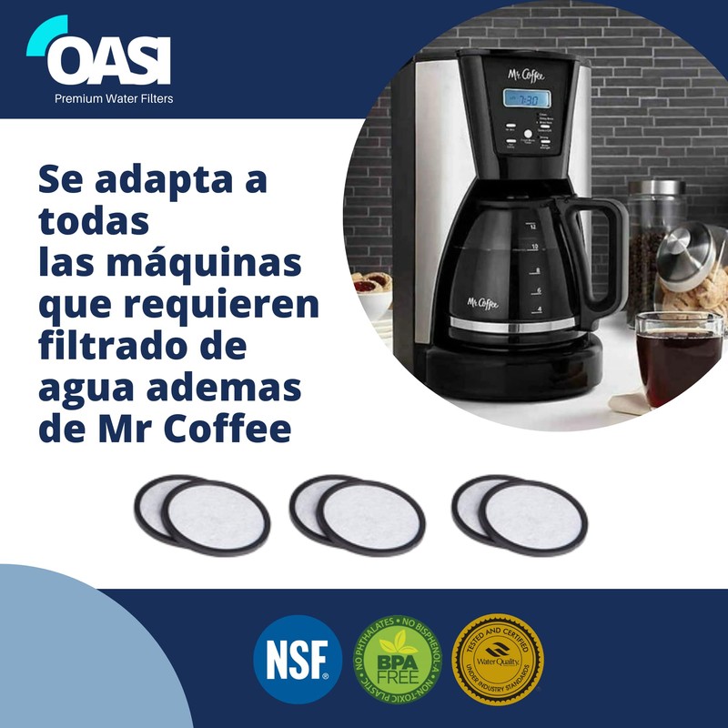 Filtros para Cafetera Mr. Coffee de Carbon Activado Pack 6