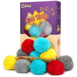 Chiwava 24 Paquetes 1.8 Pulgadas Bola de Juguetes de Gato Peludo Bola Suave de Hierba gatera Persecución de Actividades para Gatitos Juego silencioso Colores Variados