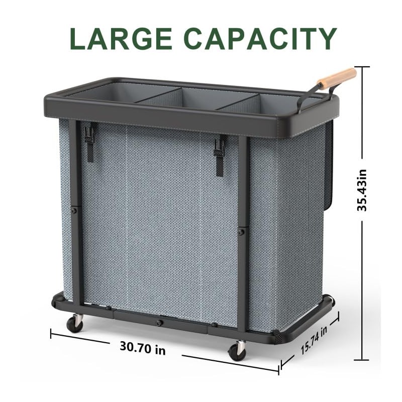 230L (60 Gal) Extra Large Fashion Laundry Sorter 3 Section