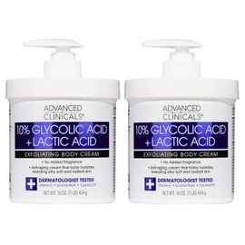Advanced Clinicals- Crema para el cuidado de la piel con loción corporal con ácido glicólico al 10% y ácido láctico | Queratosis pilaris | Exfoliante AHA KP