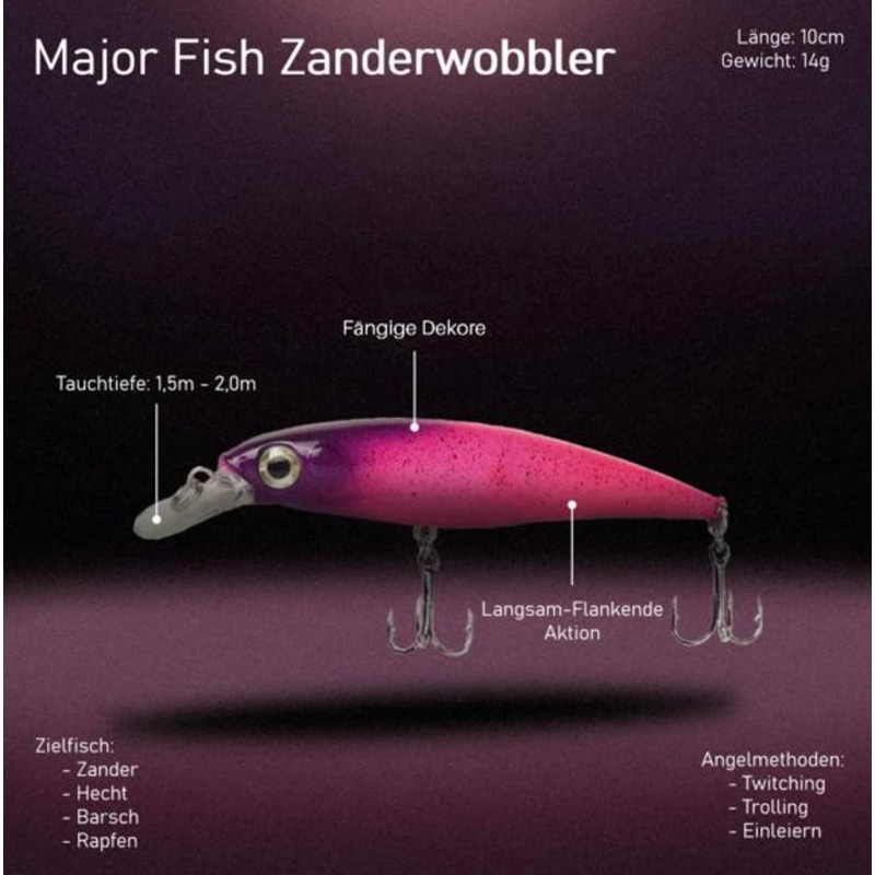 Major Fish Zander Wobbler Airbrush Hot Colours Zetti 10 cm