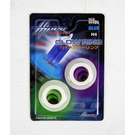 Hiper Blue Glow Rings (4pr) for H4 Headlight Bulbs Unique Custom Look Angry Eyes