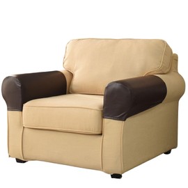 Huierxun Waterproof Armrest Covers Luxury PU Leather Stretch Arm Covers for Chairs Couch Sofa Wipeable Armchair Slipcovers for Recliner Sofa 2pcs, Dark Coffee