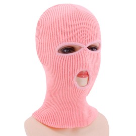 Vimoisa Knitted Balaclava 3 Hole Full Face Cover Hat Elastic Winter Warmer Cycling Face Neck Ski Mask for Men Women