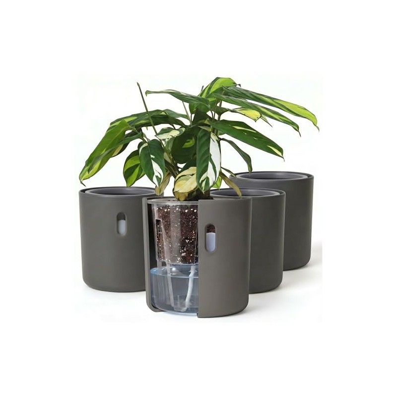 Self-Watering Planter for Leca and Pon - 4-Pack (6 inch)