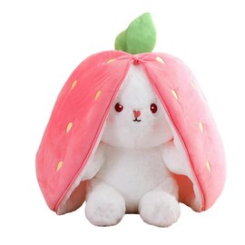 Strawberry & Carrot Design Plush Toy, 1 Count Cute Rabbit Plush Toy, Soft & Comfy Plush Toy for Kids & Adults, Birthday Gift, Stuffed Animals:_Orange_1 count