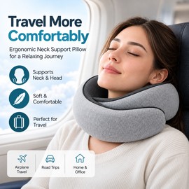 Memory Foam Travel Neck Pillow for Rest – U-Shaped Neck Support with Portable Design for Travel, Office and Naps