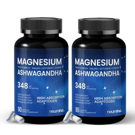 NEUMINA - Daily Cortisol Reset - Triple Complex Magnesium Supplement 90 Calming Capsules with Ashwagandha,Vitamin B6, Magnesium Glycinate + Malate + Citrate for Calming:_2-Pack(180 Capsules)