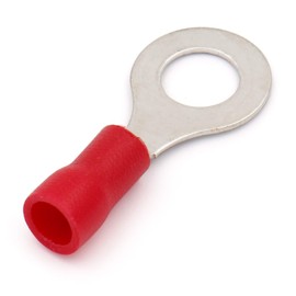 Heschen 100 Pcs Red Vinyl Insulated Electrical Wire Connector RV1.25-6 Stud Size 1/4" for 22-16AWG