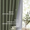 MYSKY HOME Olive Green Linen Pinch Pleated 100% Blackout Curtains