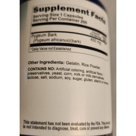 Vitamins Because Pygeum Bark 450mg 5X200 Caps 450 mg per Capsule 900mg/per 2 Capsules