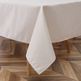 Majestic Giftware Chenille Tablecloths for Rectangle Tables | (70/220) - TC1380 Chenille - Gold Hem Stitch Dining Table Cover | Decorative Washable Tablecloth for Home, Kitchen & Dining