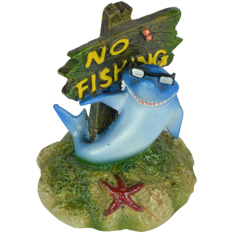 Supa No Fishing Sign, Shark Aquarium/Fish Tank Ornament, Realistic Detail,