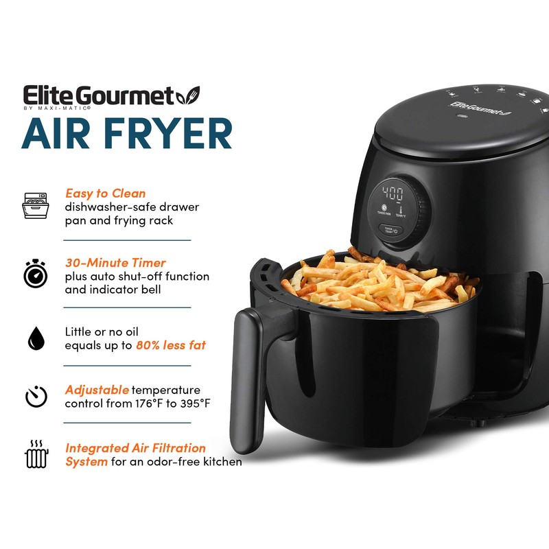 Elite Gourmet EAF-2612DX Personal 2.1Qt Compact Space Saving Programmable Hot