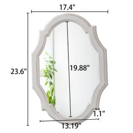 Sintosin Hanging Vintage Oval Mirrors for Wall Decor 24 X 18 Inch, Decorative Scalloped White Mirrors, Distressed Wood Frame Mirror for Entryway, Handmade Unique Mirrors for Living Room Bathroom