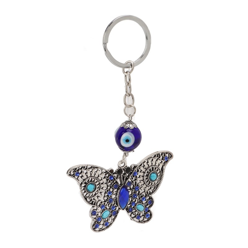 5Pcs Rhinestone Keychain Handcrafted Exquisite Beautiful Shiny Butterfly Shape Evil