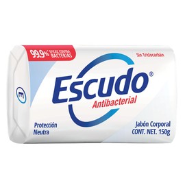 Escudo Antibacterial Jabón Protección Neutra Blanco, sin Triclocarbán. Barra de 150 gramos