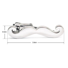 HONEY BEAR Mens Beard Tie Clip Bar Normal Size Skinny Boys Slim Moustache Gift 3.8cm Silver