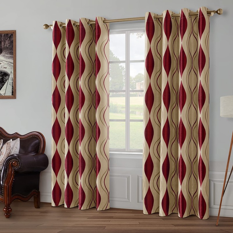 HOMEIDEAS Wave Room Darkening Curtains 52 X 84 Inch Length