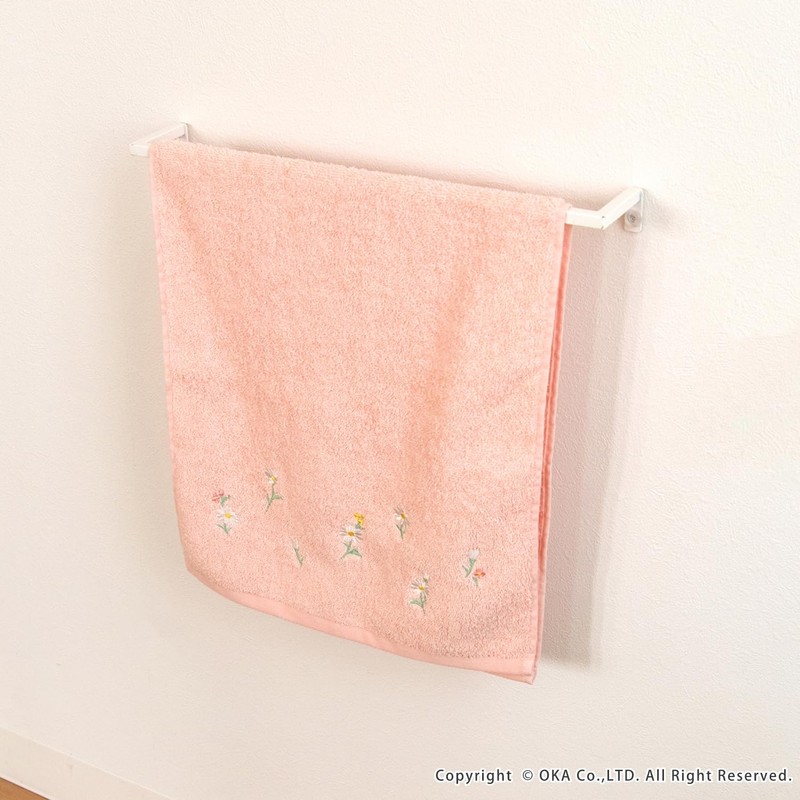 OKA Fleur Blanc Towel, Approx. 30.3 x 13.4 inches (77