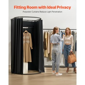 VEVOR Fitting Room, Portable Dressing Room with Thick Polyester Curtains, Privacy Space with Shading Curtain and a Hook, for Boutique, Mall, Tailor's Store & Outdoor Activity (39 x 37 x 79 in, Black)