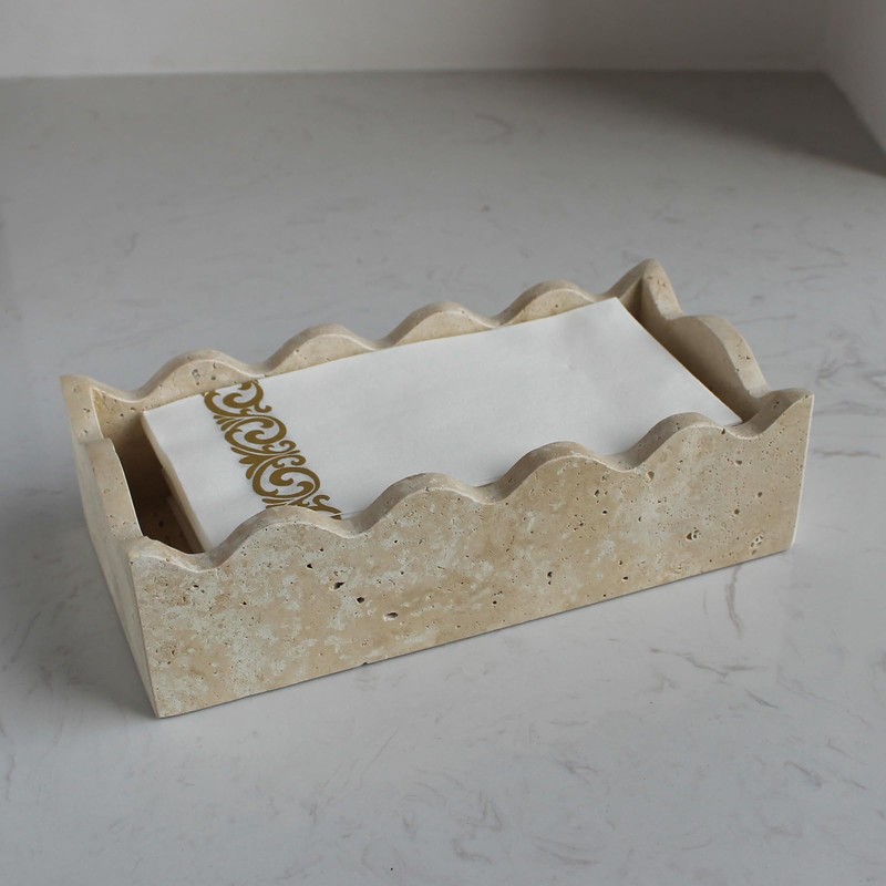 Natural Travertine Guest Towel Holder 9.8" × 4.9" for Bathroom,