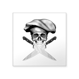 CafePress Chef Skull: V2 Square Sticker 3 X 3 Square Bumper Sticker Car Decal