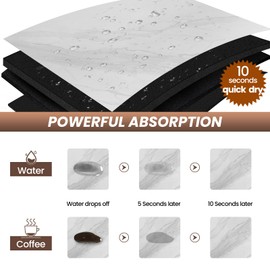 Dish Drying Mat for Kitchen Counter, Coffee Mat/Coffee Machine Mat/Coffee Bar Mat for Countertop, Anti-Slip Absorbent Dish Drying Pad for Kitchen Counter (Marble, 12"x19").