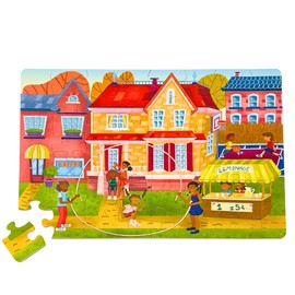 Upbounders® Fun Outside 48-Piece Puzzle for Kids Ages 4 5 6 7 8 | Jumbo Jigsaw Puzzle with Large Pieces & Storage Box | Preschool Puzzle Featuring Black Brown Children at Play
