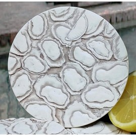 Oysters Absorbent Drink Coaster set - Handmade by McCarter Coasters - 4.38 inch (4pc)