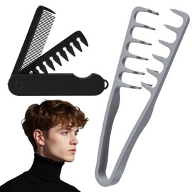 Peine de Textura, Peine Plegable 2 en 1, Peine Voluminizador de Dientes Ancho, Crea Rizos Voluminosos, Fáciles de Peinar, Unisex, Adecuado para Uso...