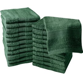 Linteum Textile Supply Premium Washcloths 13x13 Inch 100% Cotton Ring Spun Wash Cloths Zero Twist Hand Towel Quick Dry Salon Towel Super Absorbent Face Towel for Spa, Gym [Pack of 24] Hunter Green