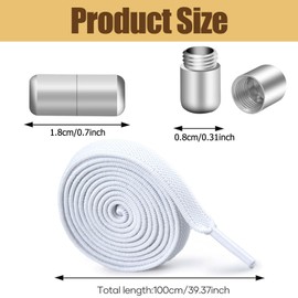 QEEROYO 2 Pairs of Elastic Shoelaces with Metal Capsule, Flat Shoelaces Without Tying Adjustable Shoelaces Without Tying Quick Lacing System for Runners, Children and Elderly, White, White, One Size