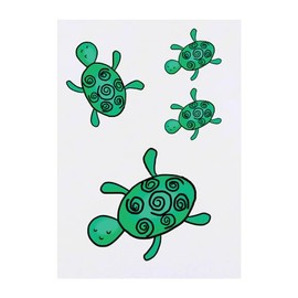 4 x 'Cute Turtle' Temporary Tattoos - Water Resistant, Skin-Safe, Non-Toxic Transfers, Mixed Sizes (TO00073774)