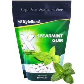 XyloBurst Gum | Xylitol Chewing Gum | Sugar Free, Gluten Free, Keto Friendly | Aspartame Free Gum For Oral Health | Spearmint | 500-Count Bag