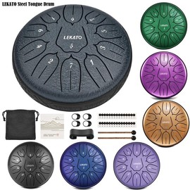 [Free Shipp] LEKATO Steel Tongue Drum [Brand Guarantee ],6 inch 8 Note/11 Note Handpan Beginner Rain Drum Percussion ,for Musical Education Zen Meditation Yoga Deep Sleep,Music Player Singer Friend Kid Relax Fun Girl Boy Gift Idea Musical Experience:_Purple