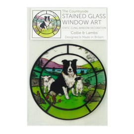 HENSITA Static Window Cling in a Collie Dog & Lambs Design