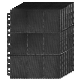 50 Sheet Trading Card Sleeves 9-Pocket Double-Sided Transparent Game Card Sleeves Holder Card Storage Wallets Trading Card Album Pages, 900 Pockets Total (Black)