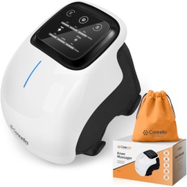 Careella Advanced Wireless XL Knee Massager with Bag – Heated & Rechargeable Pad with Smart Vibration, Adjustable Brace & Gentle Light – Cordless Comfort Device for Knees & Joints – Portable Relax