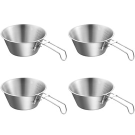 VEADOOLLY Camping Bowls 17oz (4 pack) Sierra Cup Stackable Stainless Steel Bowl with Handles Outdoor Folding Bowl, Backpacking Bowl Ideal for RV Travel, Camping, Picnic Folding Bowl Camping Cup
