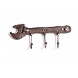 realideas WRENCH Spanner Shape Vintage Key Rack Holder Hooks Cast Iron Decorative Wall Mounted Man Cave Garage Tool Holder Coat Hat Hooks Rack Hanger