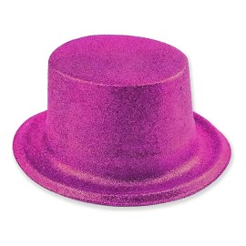 12 Pza Sombreros Bombin Con Glitter Batucada Fiesta Boda Color Fucsia