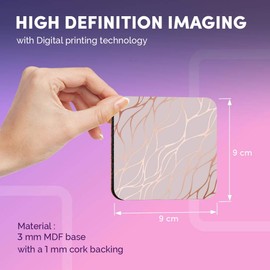 Destination Vinyl ltd Great Coasters (Set of 4) Square - Rose Gold Marble Effect Drink Glossy Coasters/Tabletop Protection for Any Table Type #2452