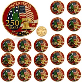 Liliaafar 20 Pcs 4/10/20 Pcs 250th Anniversary Accessories Enamel Pins 4th of July Pins 1776-2026 Merchandise Birthday America Patriot Collectible for Veterans Independence Day Gifts (Eagle Pin)
